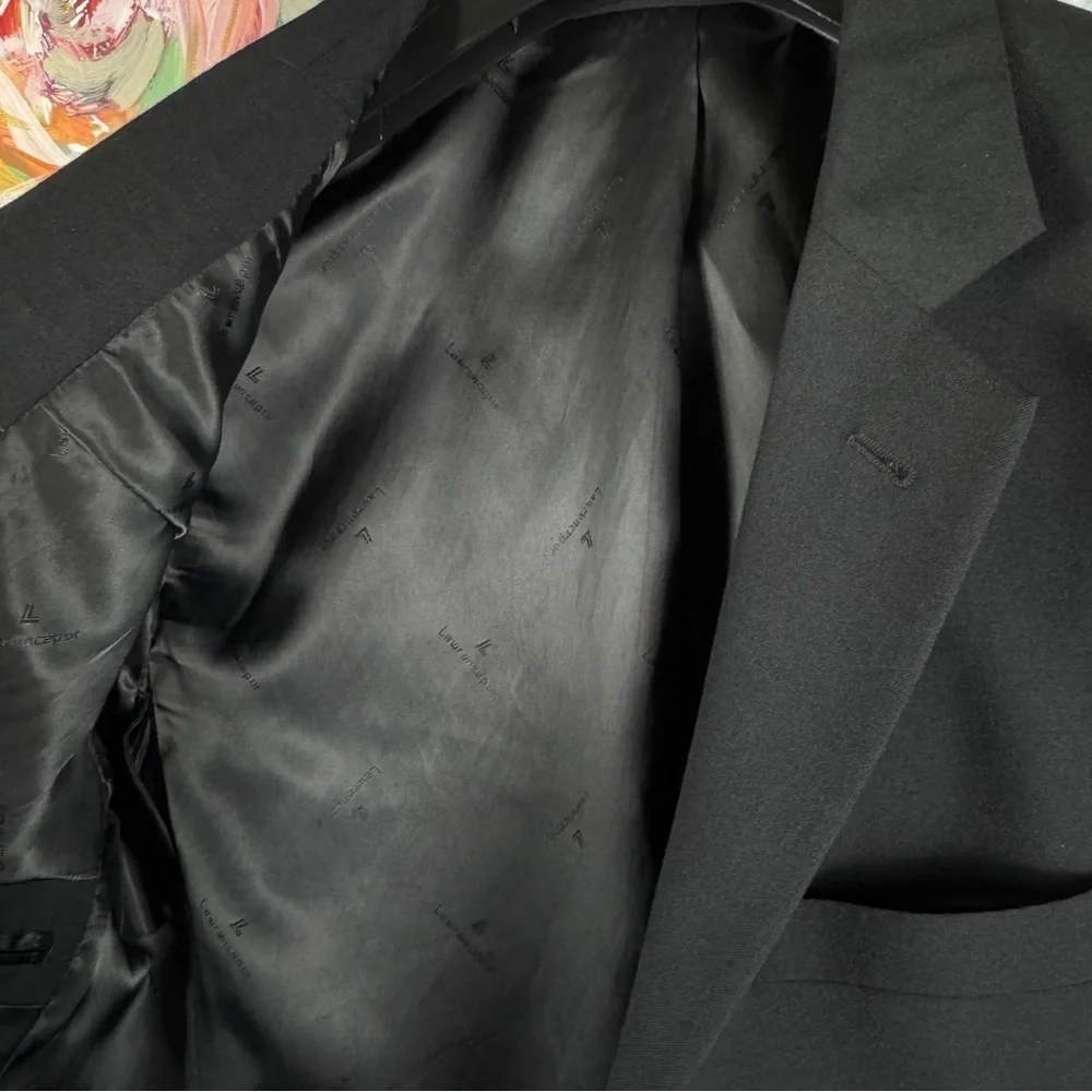 Lawrencepur Black Wool Blend Blazer Jacket Size 50R Classic Tailored